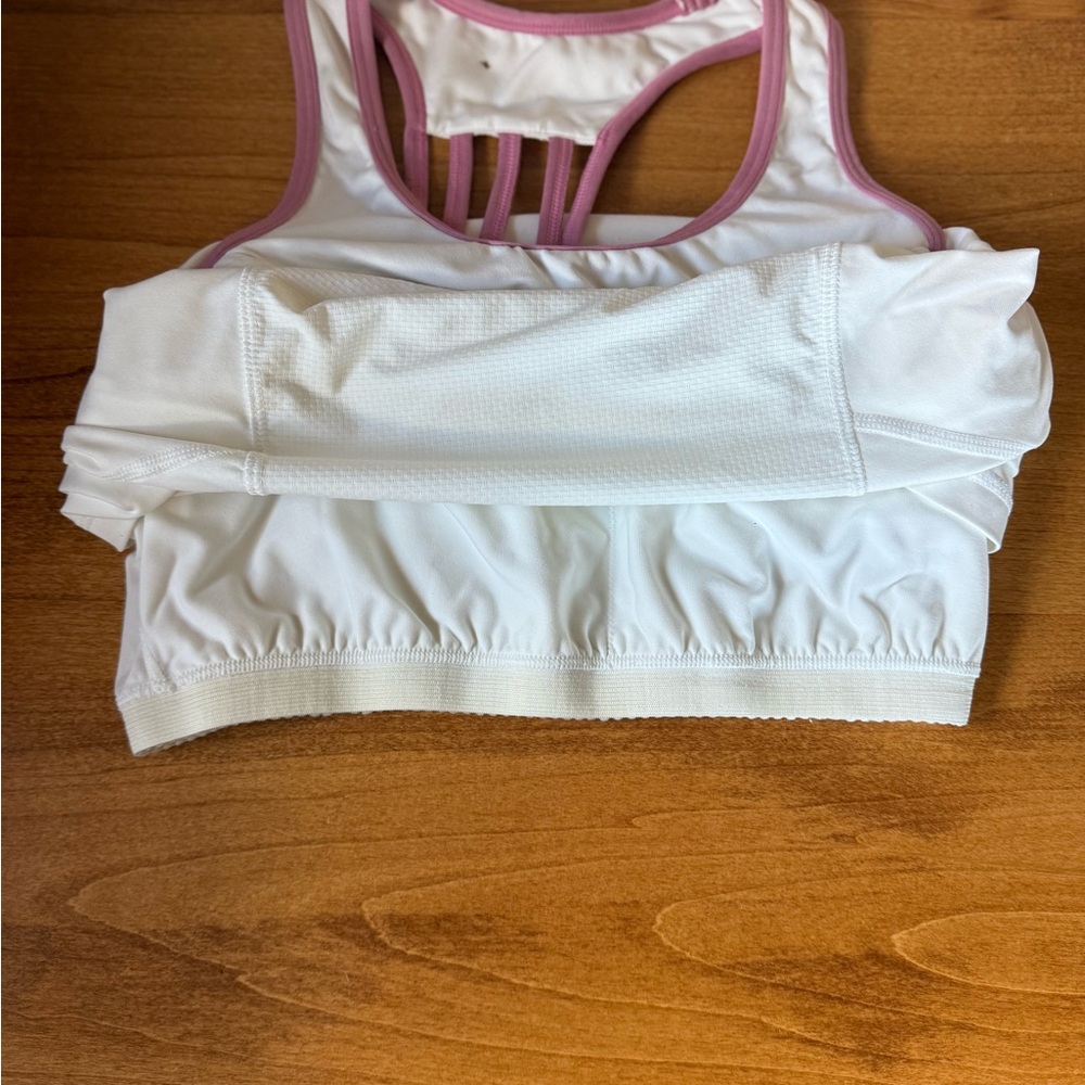 Sofibella White & Pink Strappy Racerback Tennis/Workout Tank – Women’s Large - Picture 3 of 6